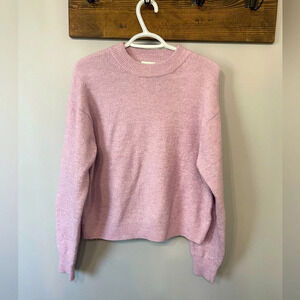 H&M oversized Cropped Turtleneck Sweater in light pink size XS